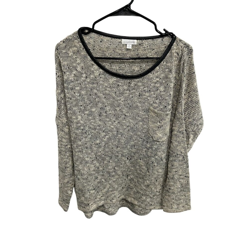 Charming Charlie Speckled Long Sleeve Pullover Sweater Gray Black Sz Large Cozy